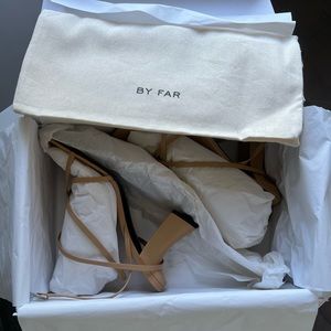 Brand New By Far Kersti Nude Leather Heel Sandal